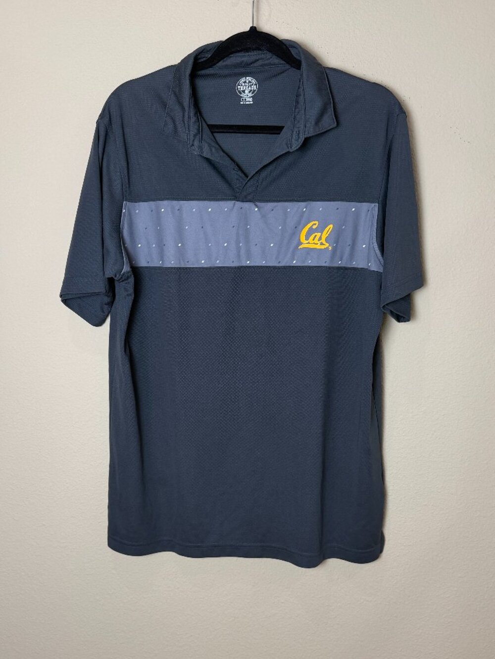 UC Berkeley Cal Golf Polo Shirt Grey Pattern Size Large